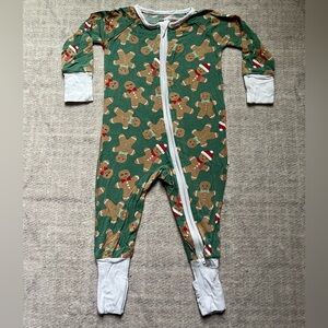 Little Sleepies Green Gingerbread Christmas Bamboo Zippy Pajamas (3-6 months)